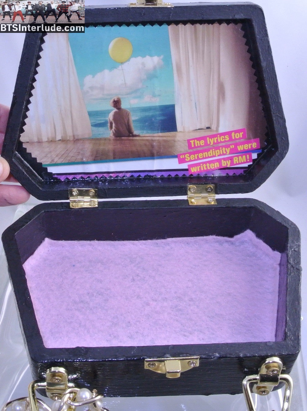 BTS PURSE CIGAR BOX PARK JIMIN 박지민 FAKE LOVE ROLLING STONE SERENDIPITY GOLD PEARL CHAIN