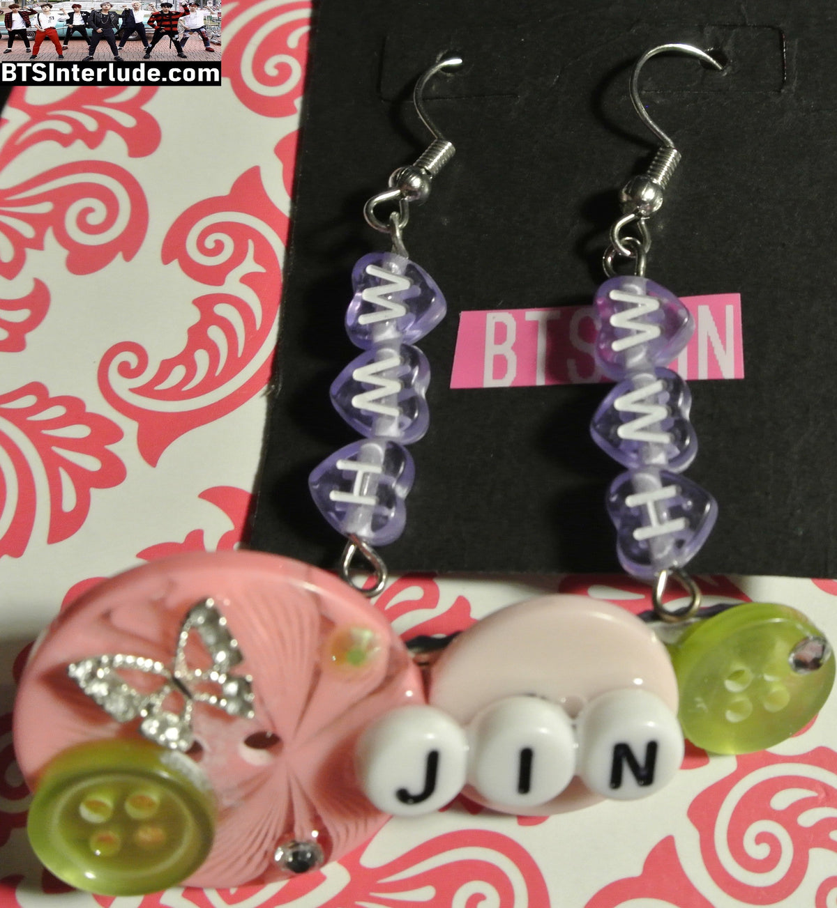 BTS EARRINGS HAIR CLIP JIN KIM SEOKJIN 김석진 WWH WORLD WIDE HANDSOME EARRINGS JIN CLIP PIERCED DANGLE DROP