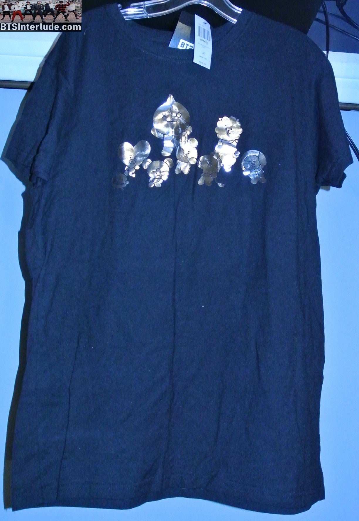 BTS SHIRT BLACK 2XL 3XL BT21 NEW OFFICIAL SILVER COOKY TATA CHIMMY KOYA MANG SHOOKY RJ JUNGKOOK V JIMIN RM J-HOPE SUGA JIN