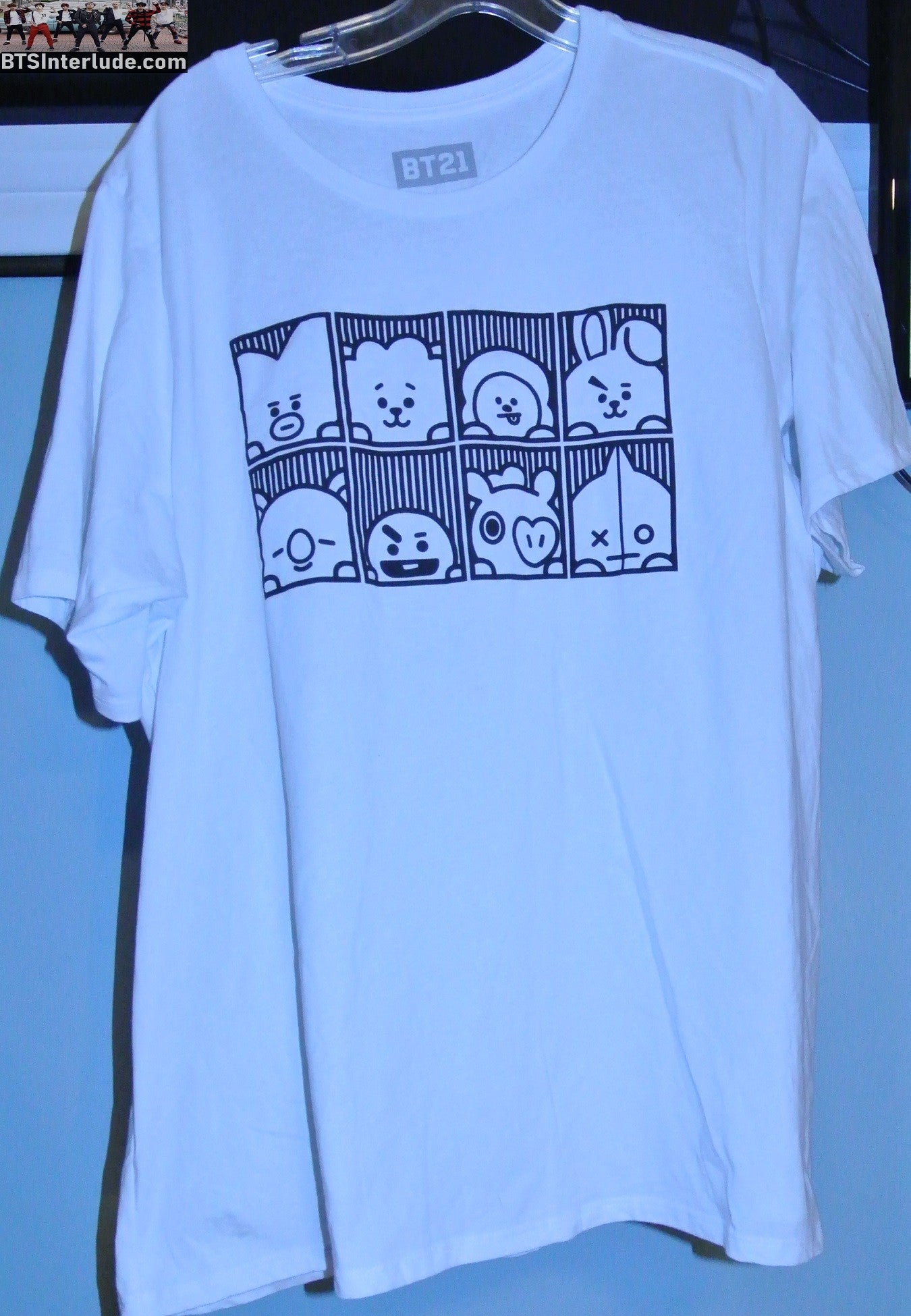 BTS SHIRT WHITE 2XL 3XL BT21 NEW OFFICIAL BLACK SQUARES COOKY TATA CHIMMY KOYA MANG SHOOKY RJ JUNGKOOK V JIMIN RM J-HOPE SUGA JIN