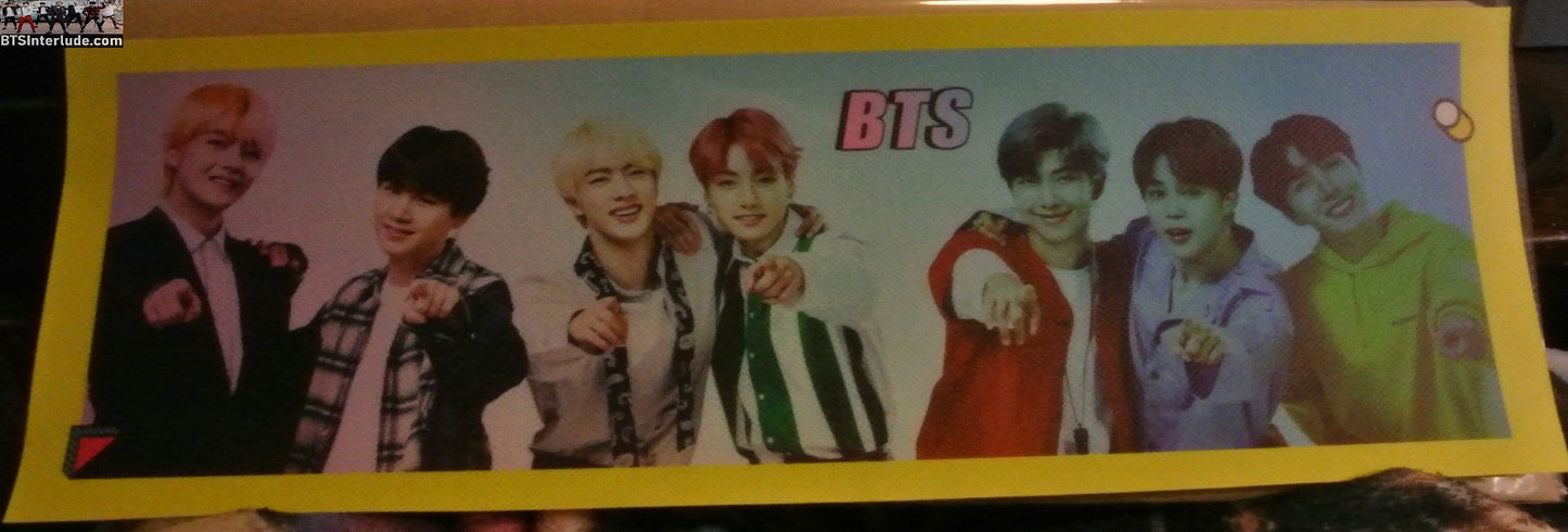 BTS SLOGAN VINYL GROUP COLORWASH YELLOW BORDER JUNGKOOK V JIMIN RM J-HOPE SUGA JIN BANNER SIGN LIMITED EDITION