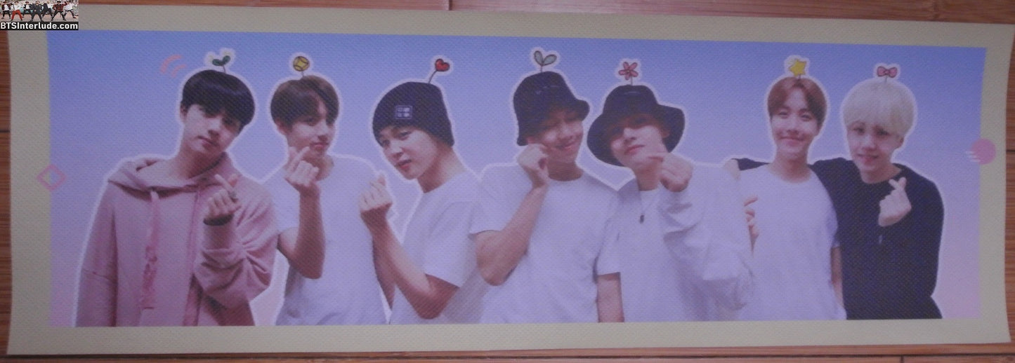 BTS SLOGAN VINYL GROUP FINGER HEARTS YELLOW BORDER JUNGKOOK V JIMIN RM J-HOPE SUGA JIN BANNER SIGN LIMITED EDITION