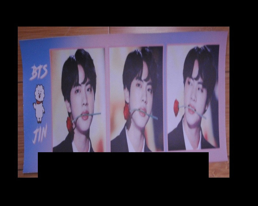 BTS SLOGAN VINYL JIN KIM SEOKJIN 김석진 BT21 RJ PINK BORDER FANSITE BANNER LIMITED EDITION