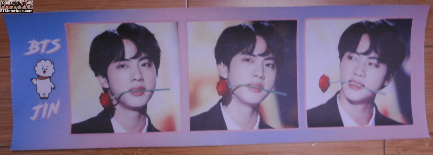 BTS SLOGAN VINYL JIN KIM SEOKJIN 김석진 BT21 RJ PINK BORDER FANSITE BANNER LIMITED EDITION