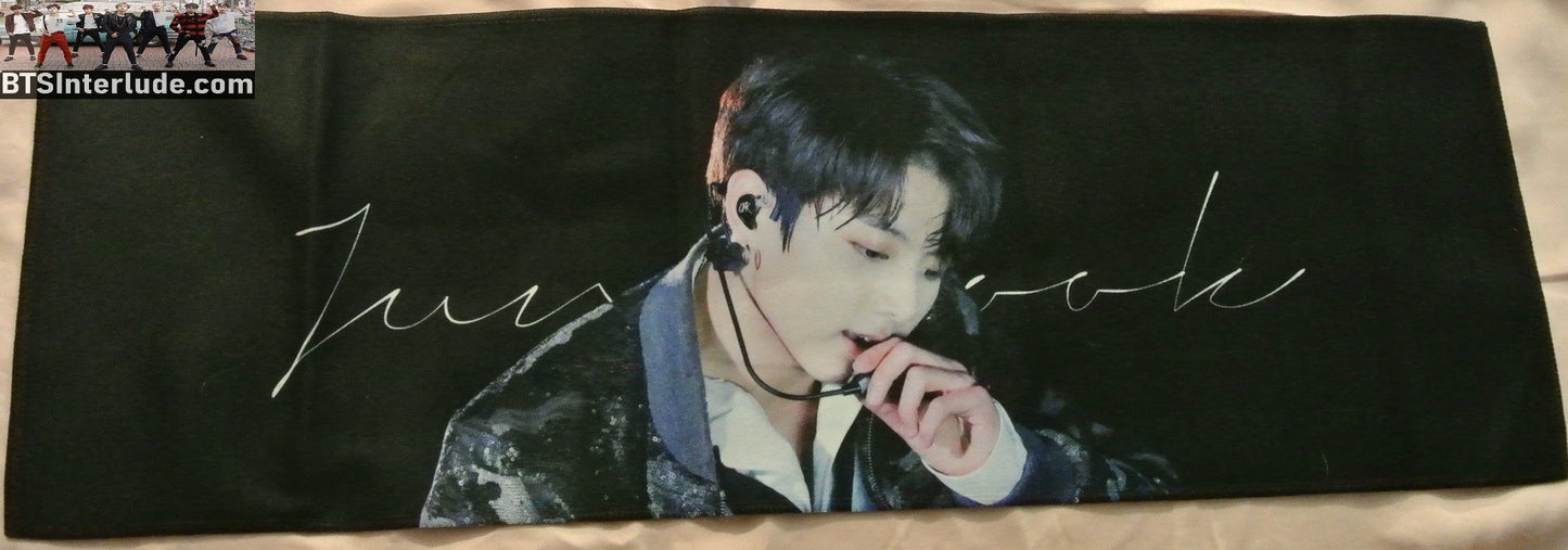 BTS SLOGAN FABRIC JEON JUNGKOOK 전정국 BLACK SEQUIN JACKET ANGELO ALWAYS BE WITH YOU FANSITE BANNER 2 SIDED LIMITED EDITION