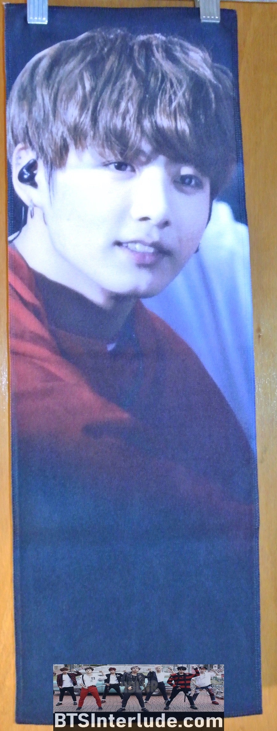 BTS SLOGAN FABRIC JEON JUNGKOOK 전정국 RED SHIRT HDLNR HEADLINER FANSITE BANNER 2 SIDED LIMITED EDITION