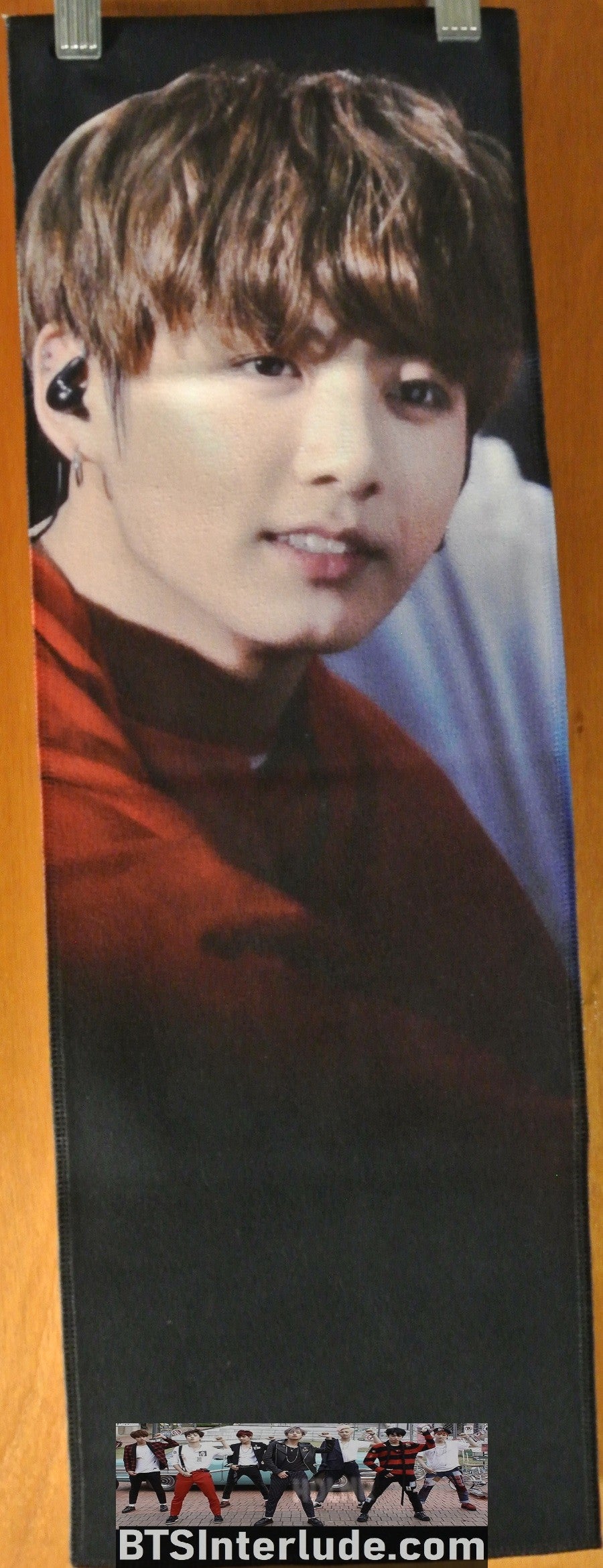 BTS SLOGAN FABRIC JEON JUNGKOOK 전정국 RED SHIRT HDLNR HEADLINER FANSITE BANNER 2 SIDED LIMITED EDITION