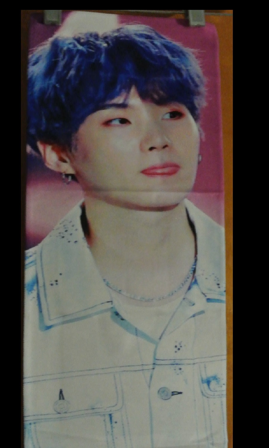 BTS SLOGAN FABRIC SUGA MIN YOONGI 민윤기 BLUE HAIR DENIM FANSITE SLOGAN BANNER LIMITED EDITION