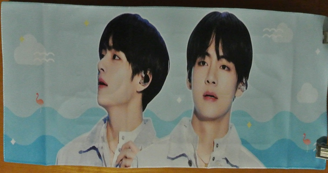 BTS SLOGAN FABRIC V KIM TAEHYUNG 김태형 2 SHOT LIGHT DENIM FANSITE SLOGAN BANNER LIMITED EDITION