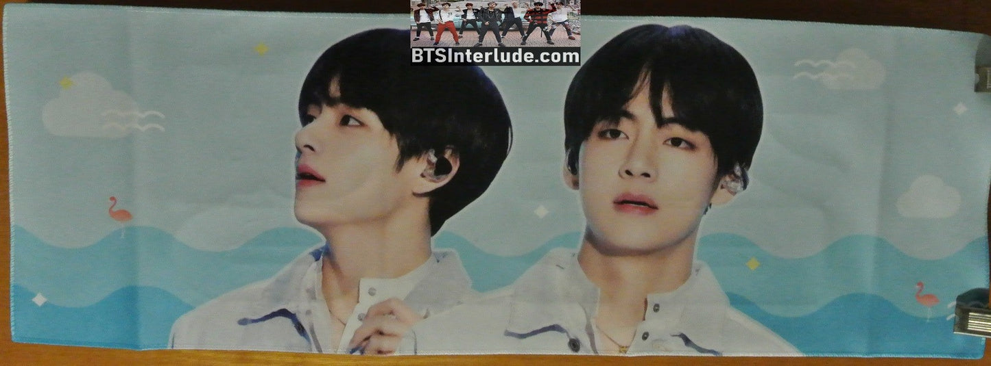 BTS SLOGAN FABRIC V KIM TAEHYUNG 김태형 2 SHOT LIGHT DENIM FANSITE SLOGAN BANNER LIMITED EDITION