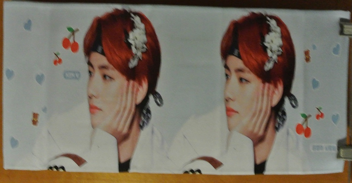 BTS SLOGAN FABRIC V KIM TAEHYUNG 김태형 2 SHOT RED HAIR CHERRY BOY FANSITE SLOGAN BANNER LIMITED EDITION