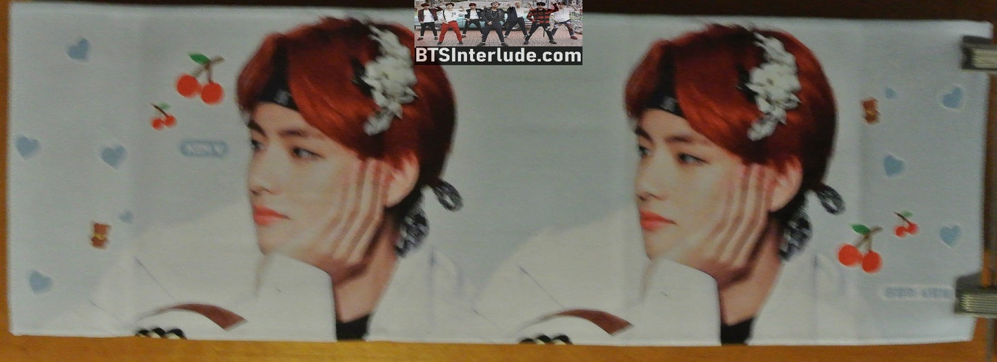 BTS SLOGAN FABRIC V KIM TAEHYUNG 김태형 2 SHOT RED HAIR CHERRY BOY FANSITE SLOGAN BANNER LIMITED EDITION