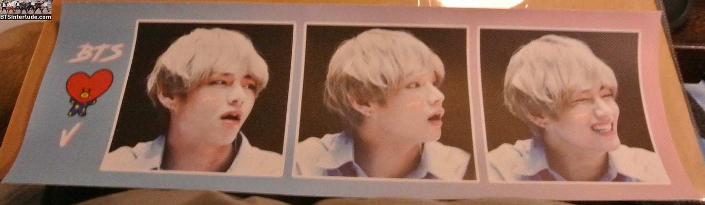 BTS SLOGAN VINYL V KIM TAEHYUNG 김태형 BT21 TATA 3 FRAMES FANSITE BANNER 2 SIDED LIMITED EDITION