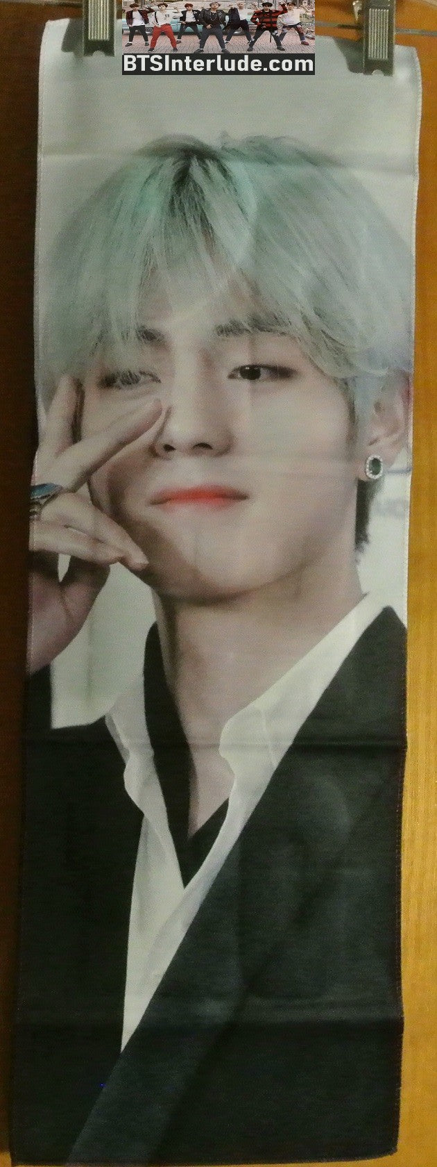 BTS SLOGAN FABRIC V KIM TAEHYUNG 김태형 MINT HAIR V OVER EYE FANSITE SLOGAN BANNER LIMITED EDITION