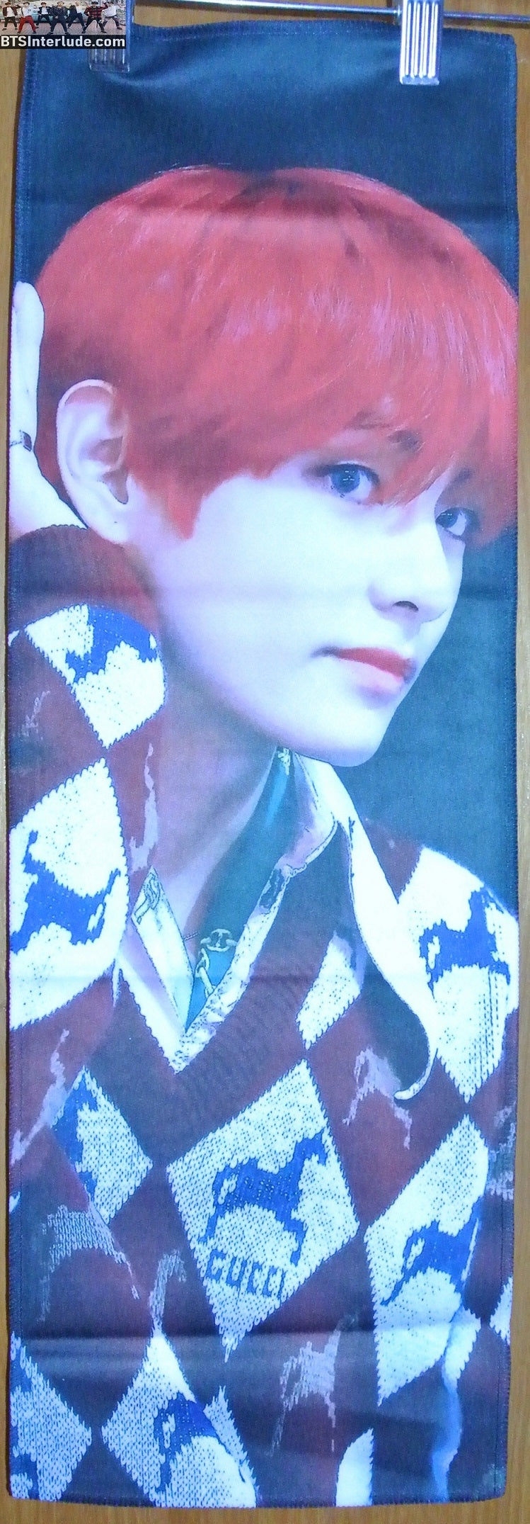BTS SLOGAN FABRIC V KIM TAEHYUNG 김태형 RED HAIR GUCCI 2018 MELON AWARDS FANSITE BANNER 2 SIDED LIMITED EDITION