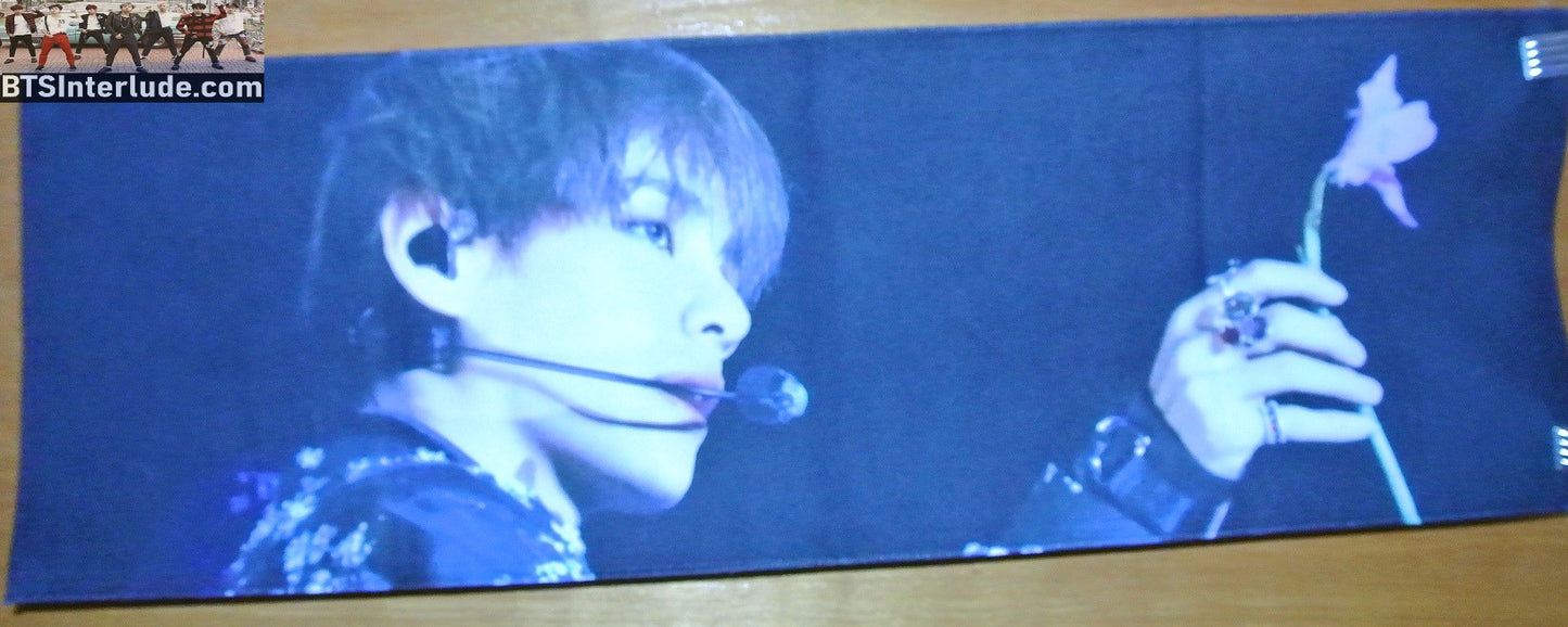 BTS SLOGAN FABRIC V KIM TAEHYUNG 김태형 SINGULARITY BLACK SILVER ROBE ROSE VIA FANSITE BANNER 2 SIDED LIMITED EDITION