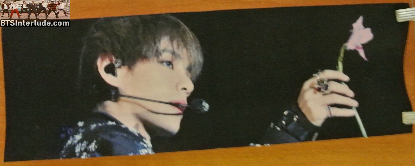 BTS SLOGAN FABRIC V KIM TAEHYUNG 김태형 SINGULARITY BLACK SILVER ROBE ROSE VIA FANSITE BANNER 2 SIDED LIMITED EDITION