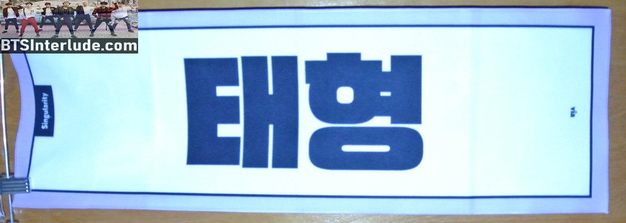 BTS SLOGAN FABRIC V KIM TAEHYUNG 김태형 SINGULARITY BLACK SILVER ROBE ROSE VIA FANSITE BANNER 2 SIDED LIMITED EDITION