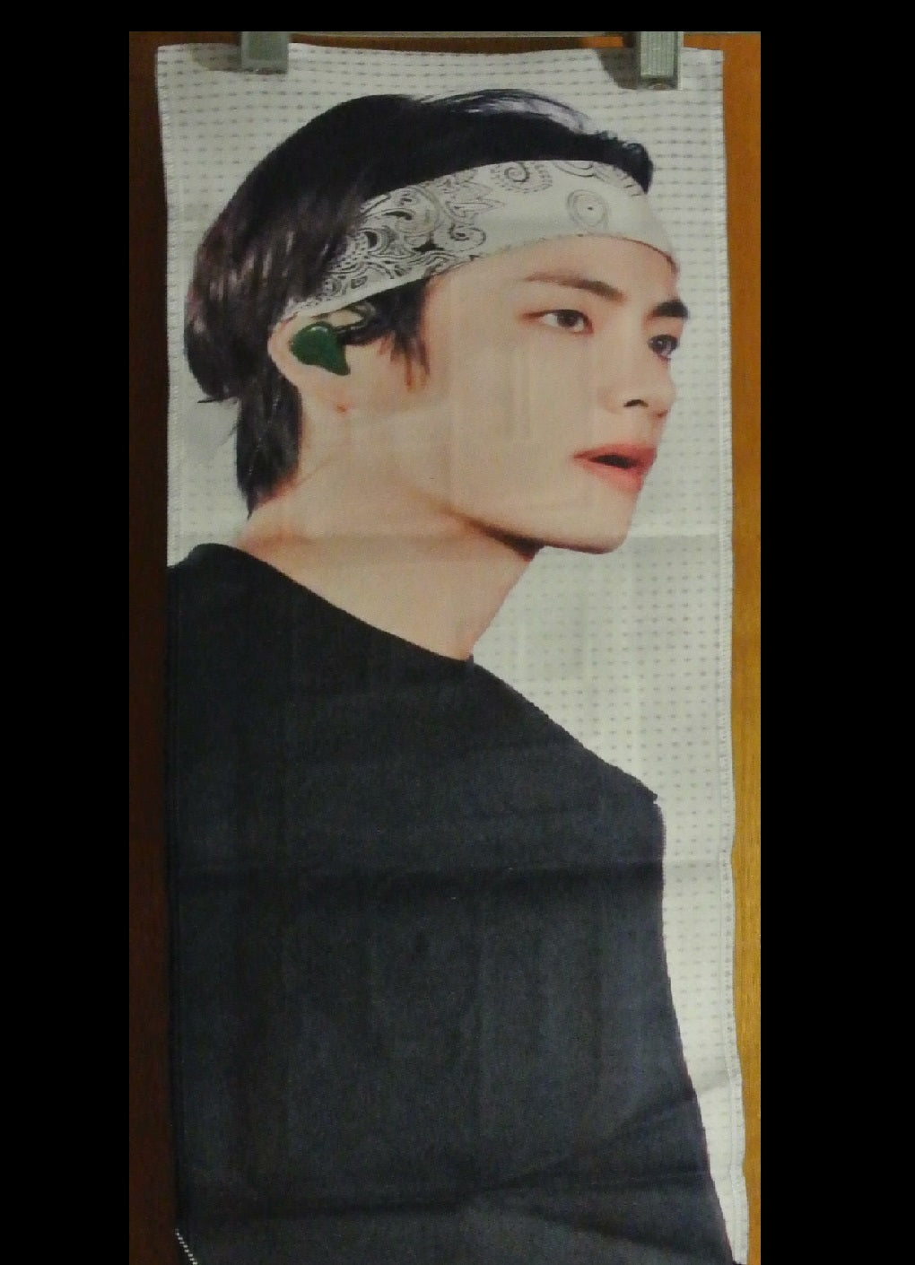 BTS SLOGAN FABRIC V KIM TAEHYUNG 김태형 WHITE BANDANA ORACLE V FANSITE SLOGAN BANNER LIMITED EDITION