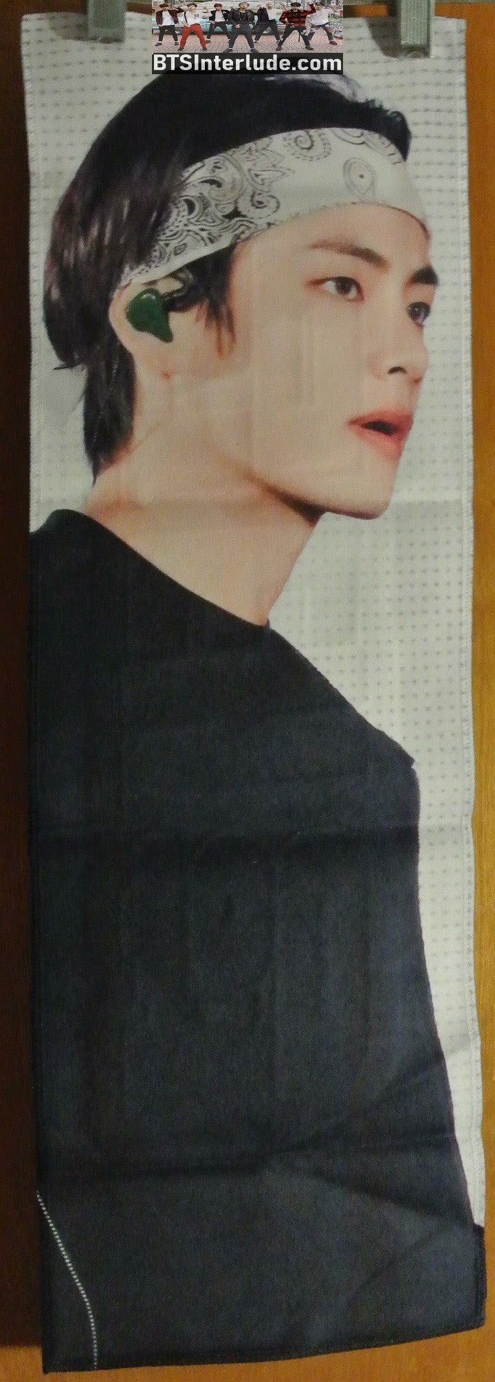 BTS SLOGAN FABRIC V KIM TAEHYUNG 김태형 WHITE BANDANA ORACLE V FANSITE SLOGAN BANNER LIMITED EDITION