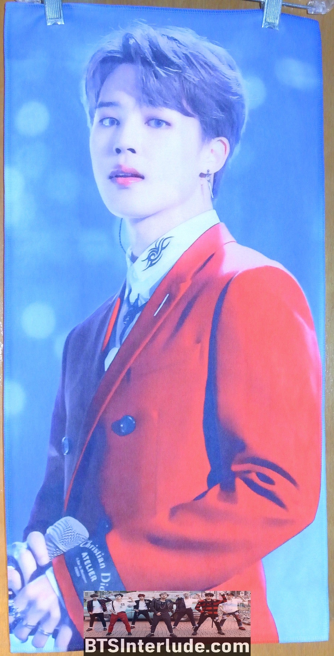 BTS SLOGAN FABRIC XL PARK JIMIIN 박지민 RED DIOR JACKET LOVE LETTER FANSITE BANNER 2 SIDED LIMITED EDITION