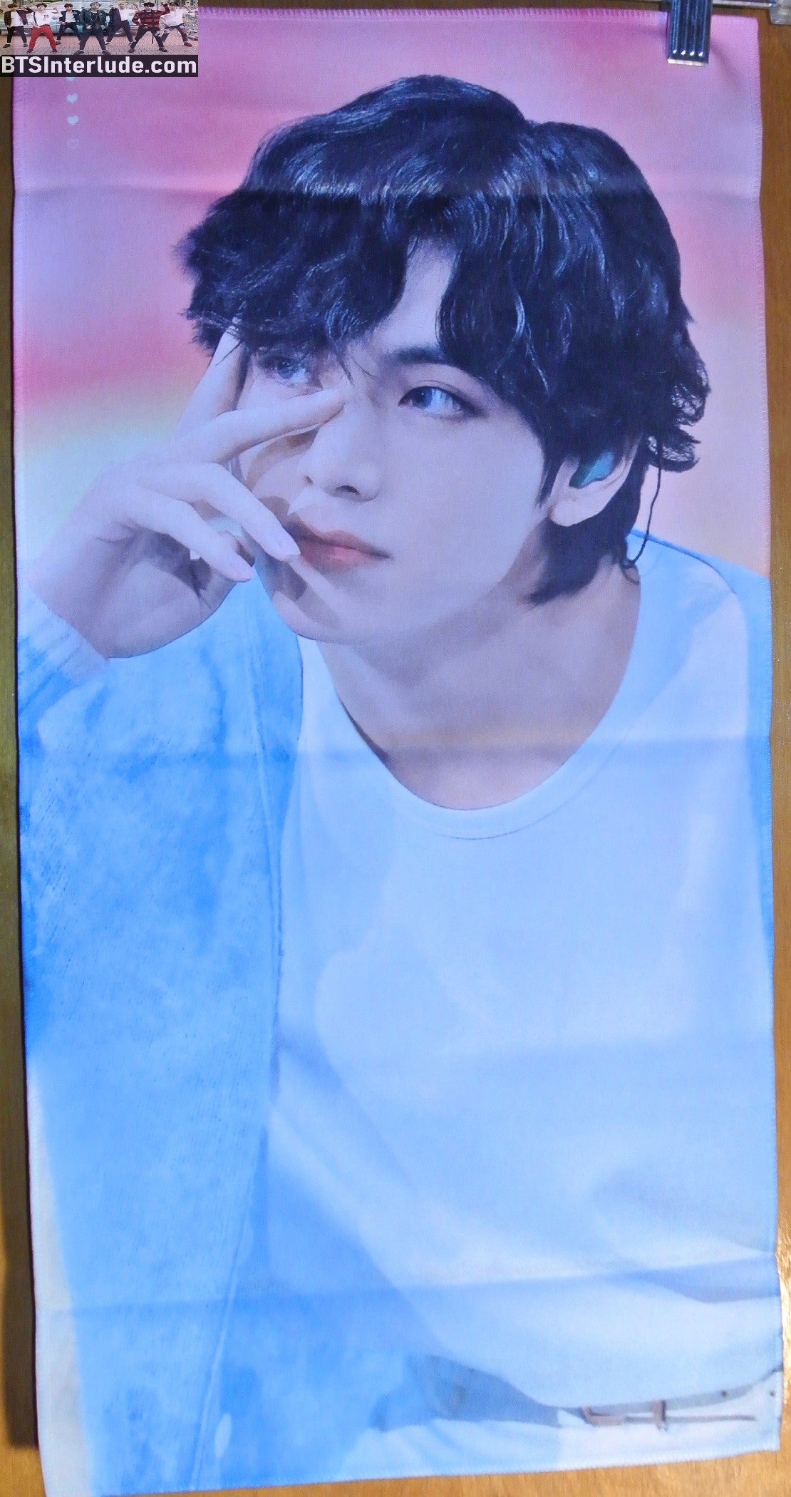 BTS SLOGAN FABRIC XL V KIM TAEHYUNG 김태형 BLUE SWEATER RULER V FANSITE DOUBLE WIDE SLOGAN BANNER LIMITED EDITION