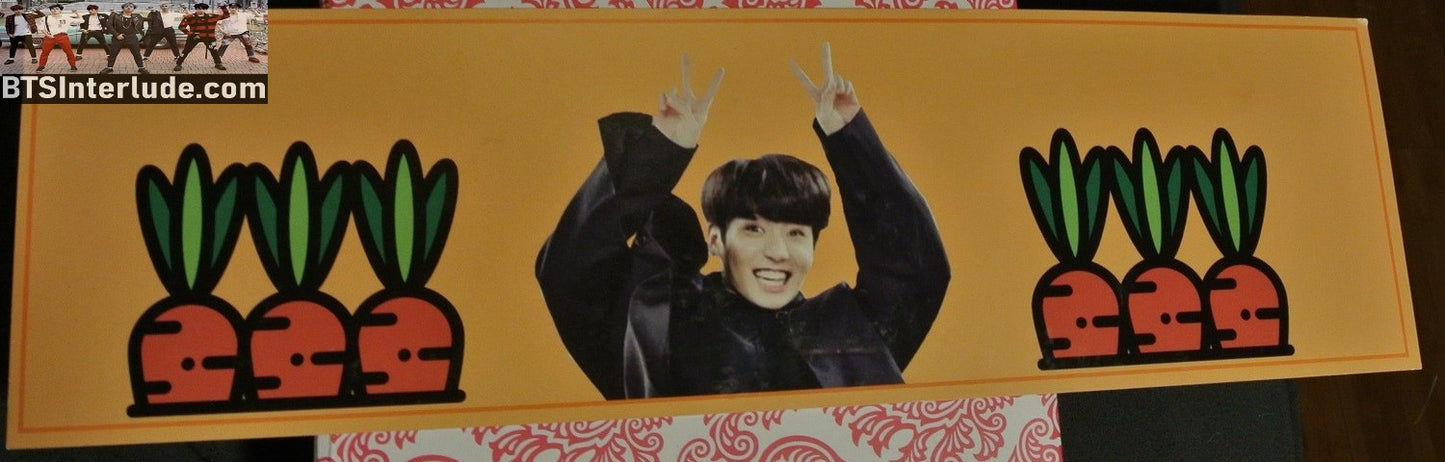 BTS SLOGAN CARDSTOCK JEON JUNGKOOK 전정국 2 SIDED FANSITE 6 CARROTS ARMS UP BANNER SIGN