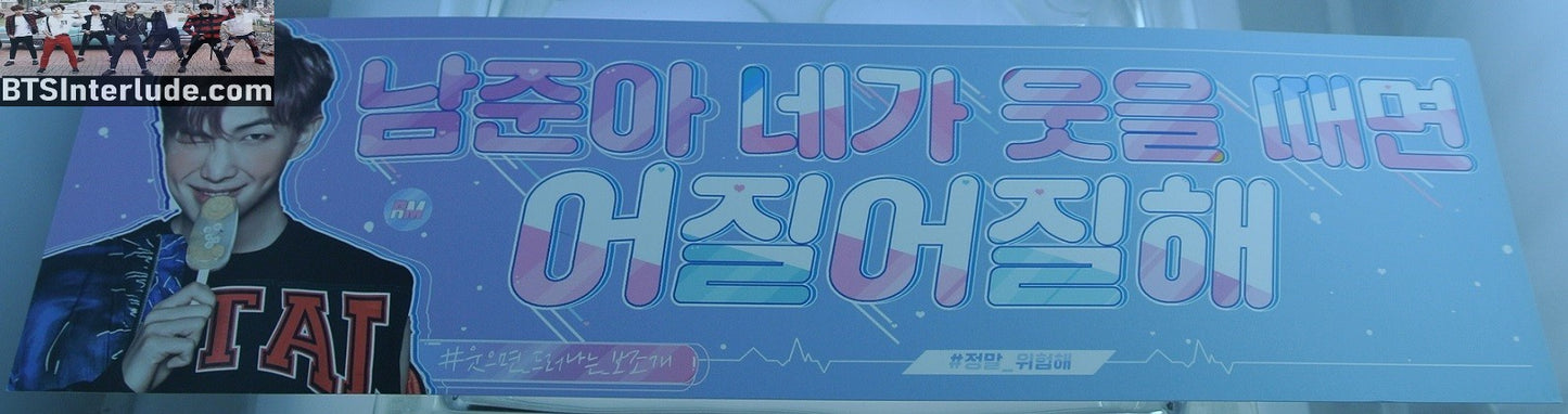 BTS SLOGAN CARDSTOCK RM KIM NAMJOON 김남준 HYYH POPSICLE DIMPLES DANGEROUS FANSIGN LIMITED EDITION BANNER SIGN