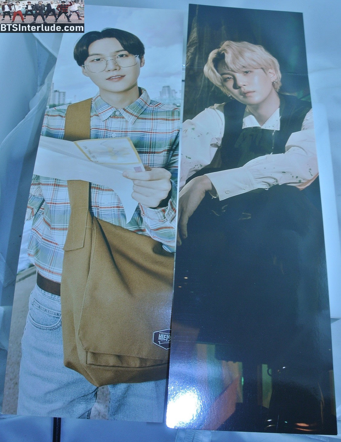 BTS SLOGAN CARDSTOCK SUGA MIN YOONGI 민윤기 SET OF 2 AS PIANIST FROM 2021 & 2022 SEASONS GREETINGS FANSITE SLOGAN BANNER LIMITED EDITION
