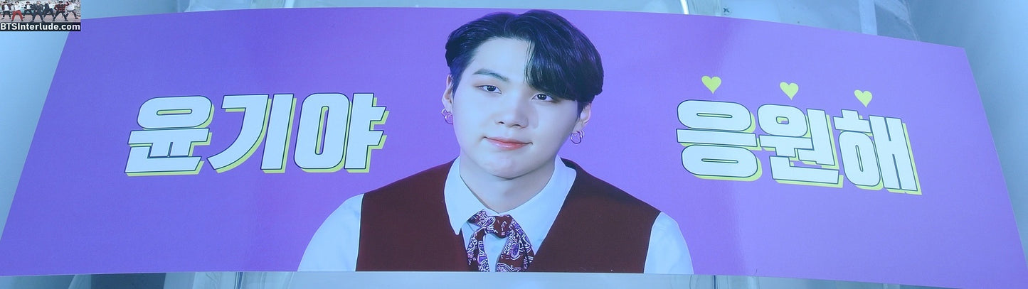 BTS SLOGAN CARDSTOCK SUGA MIN YOONGI 민윤기 DYNAMITE FALLON AND SET OF 2 PHOTOS FANSITE SLOGAN BANNER LIMITED EDITION