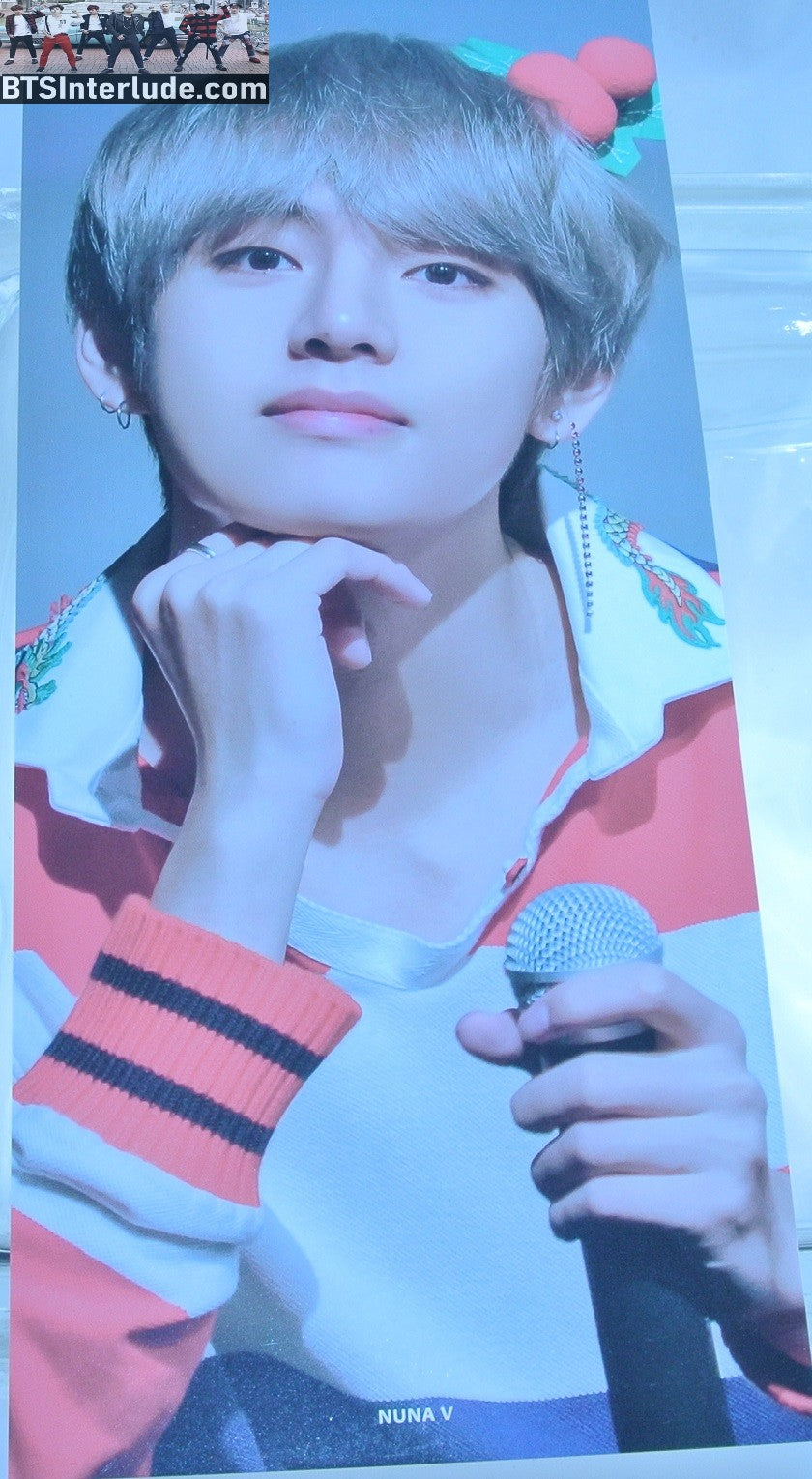BTS SLOGAN CARDSTOCK V KIM TAEHYUNG 김태형 CHERRIES HEADBAND NUNA V FANSITE VREATHTAKING BANNER 2 SIDED LIMITED EDITION