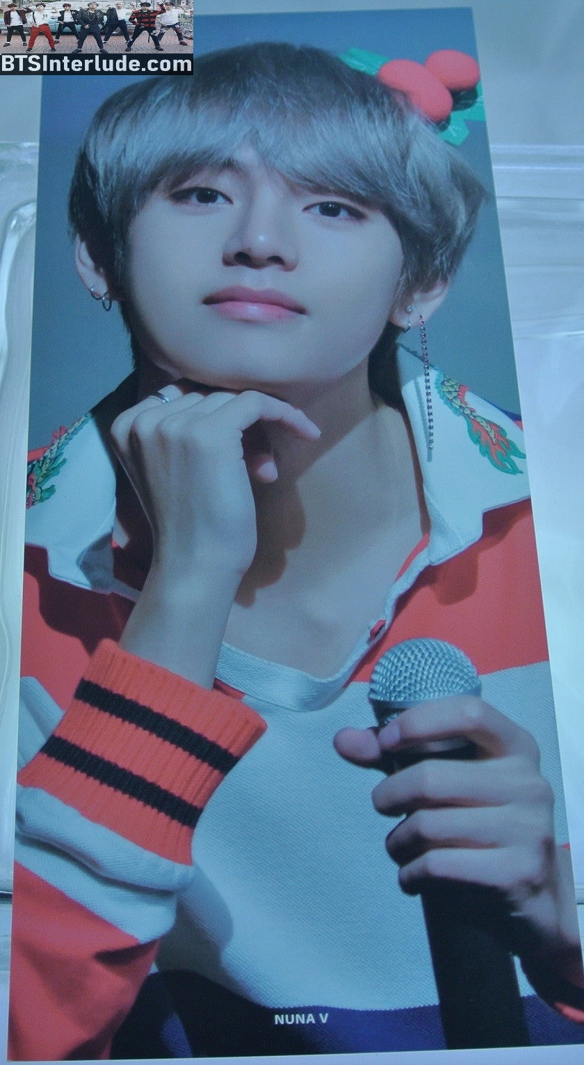 BTS SLOGAN CARDSTOCK V KIM TAEHYUNG 김태형 CHERRIES HEADBAND NUNA V FANSITE VREATHTAKING BANNER 2 SIDED LIMITED EDITION