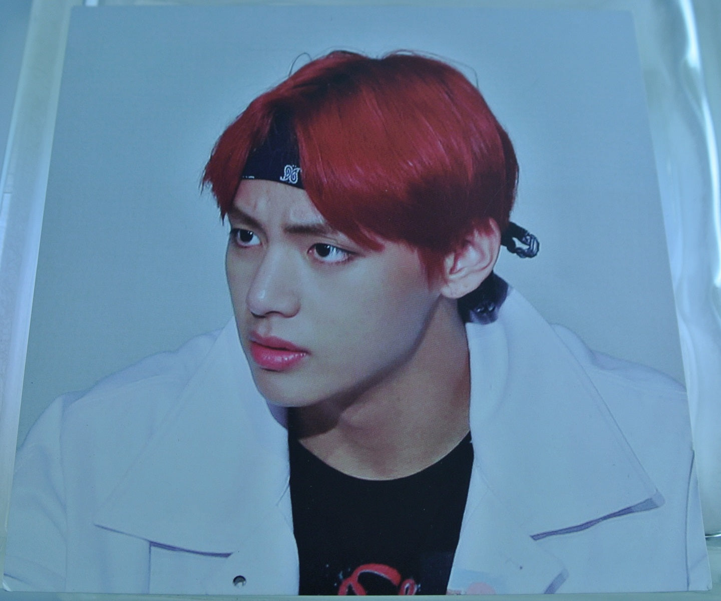 BTS SLOGAN CARDSTOCK V KIM TAEHYUNG 김태형 RED HAIR FANSIGN FANSITE BANNER LIMITED EDITION