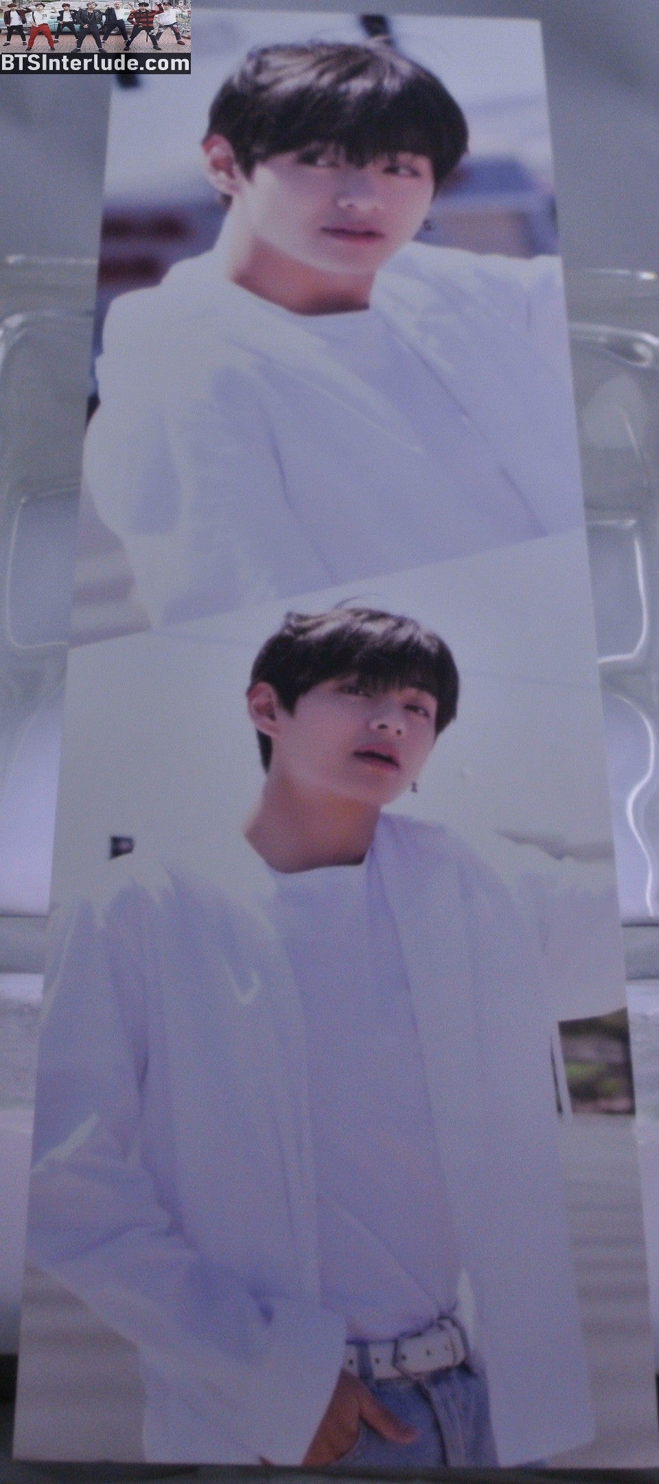 BTS SLOGAN CARDSTOCK V KIM TAEHYUNG 김태형 2 SHOT WHITE SHIRT FANSITE BANNER 2 SIDED LIMITED EDITION