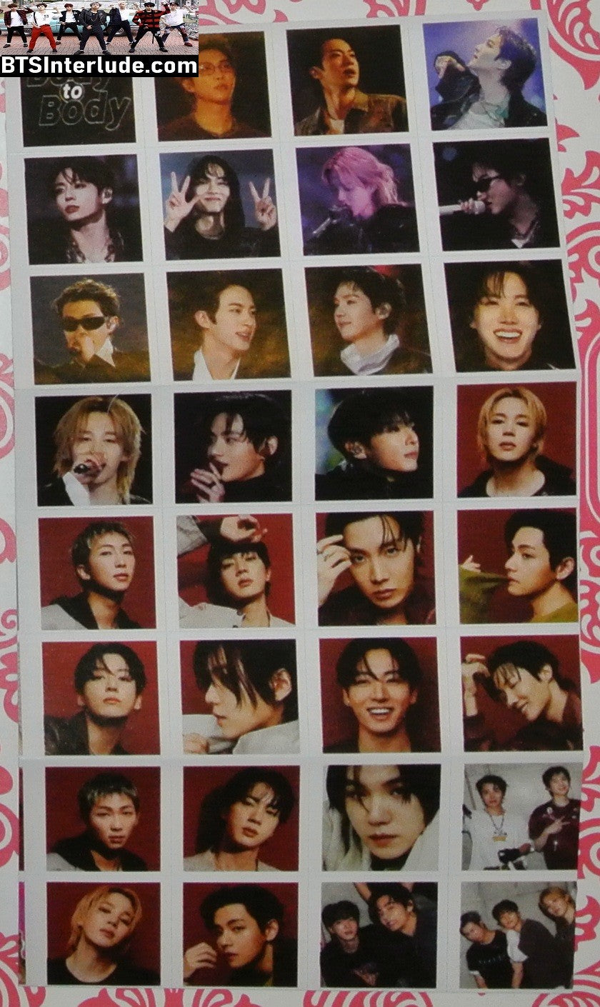 BTS STICKERS GROUP 방탄소년단 ARIRANG BODY TO BODY 32 STICKERS SHEET INDIVIDUAL JUNGKOOK V JIMIN RM J-HOPE SUGA JIN