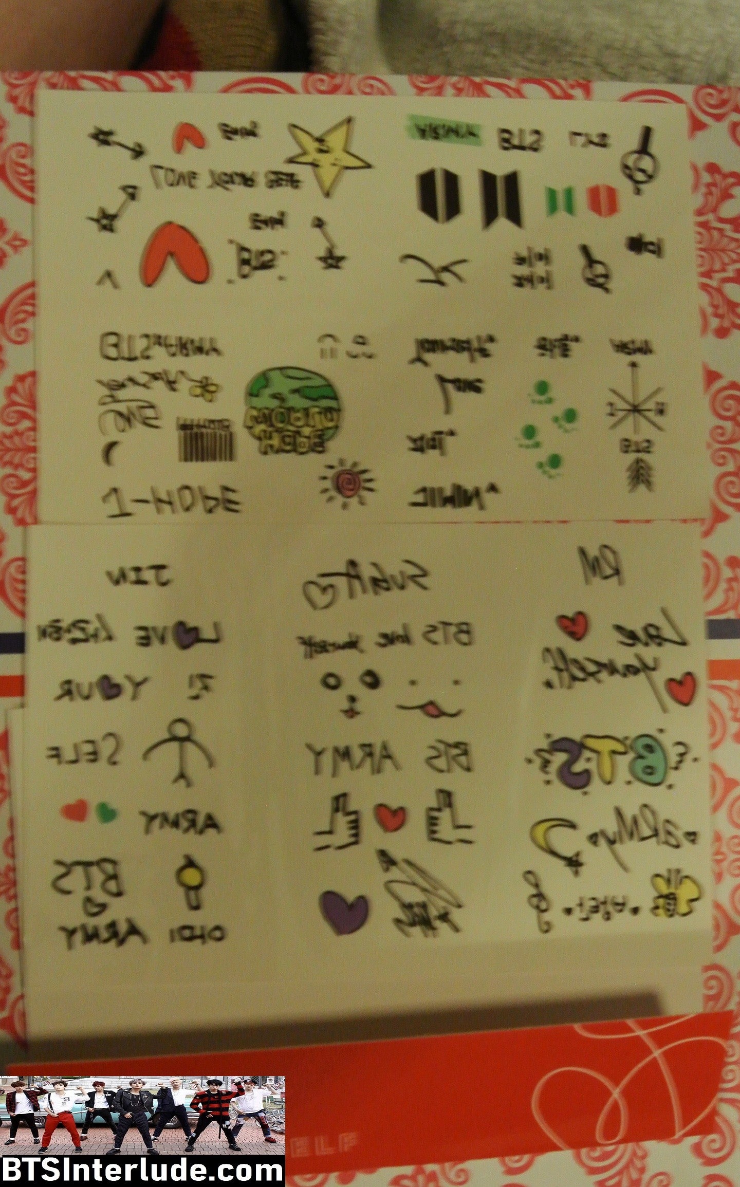 BTS TATTOO SHEETS FROM LOVE YOURSELF TOUR OFFICIAL JUNGKOOK V JIMIN RM J-HOPE SUGA JIN