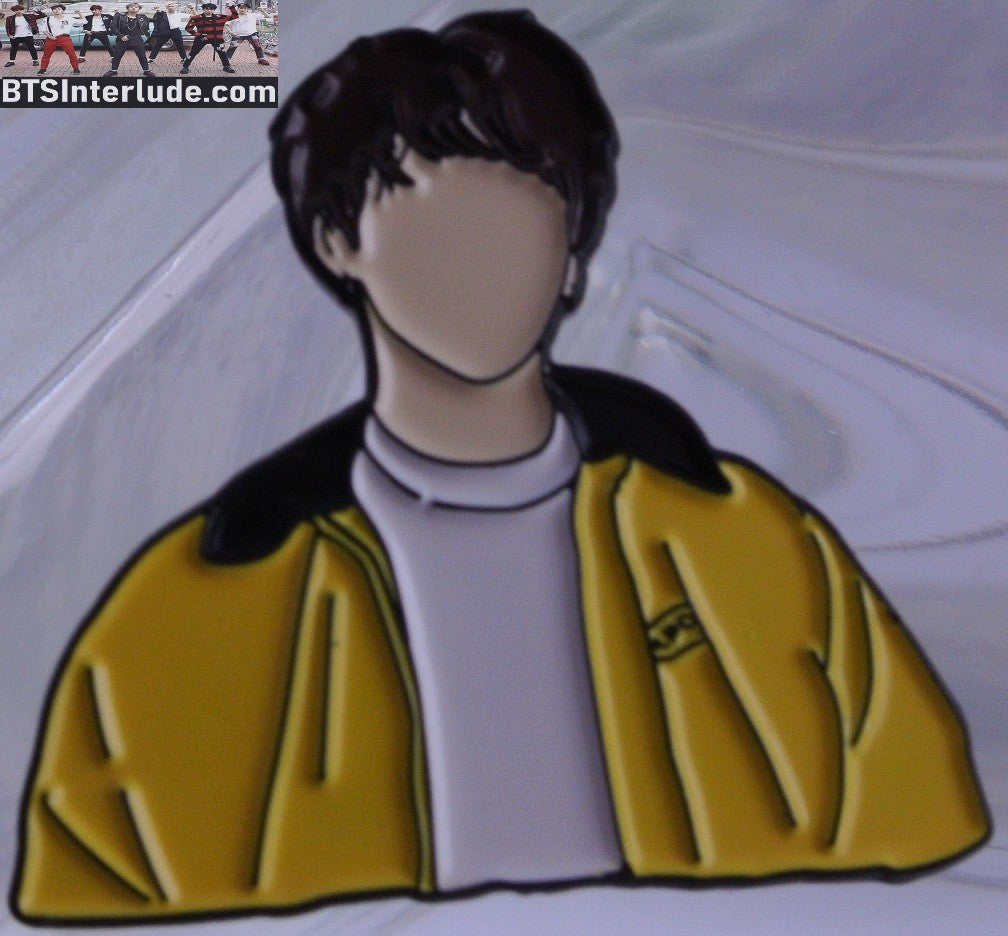 BTS PIN ENAMEL GUNMETAL JEON JUNGKOOK 전정국 EUPHORIA MUSIC VIDEO YELLOW JACKET BADGE BUTTON