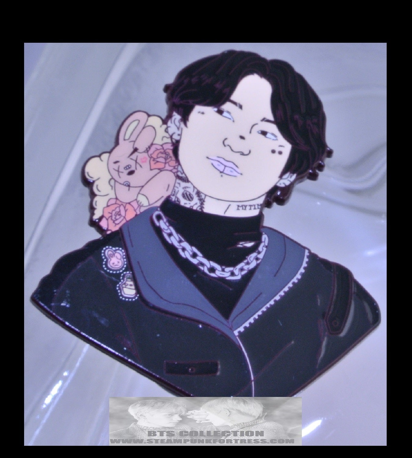 BTS PIN ENAMEL GUNMETAL JEON JUNGKOOK 전정국 MY TIME DRUNK BT21 COOKY BLACK JACKET BADGE BUTTON