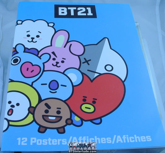 BTS BOOK OFFICIAL BT21 12 POSTERS COOKY TATA CHIMMY KOYA MANG SHOOKY RJ VAN NEW OFFICIAL MERCHANDISE