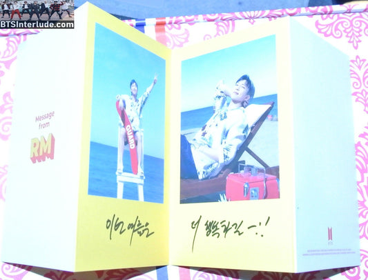 BTS MESSAGE TRIFOLD BUTTER RM KIM NAMJOON 김남준 PHOTOS BEACH CARD FOLDING FOLDED NEW OFFICIAL MERCHANDISE