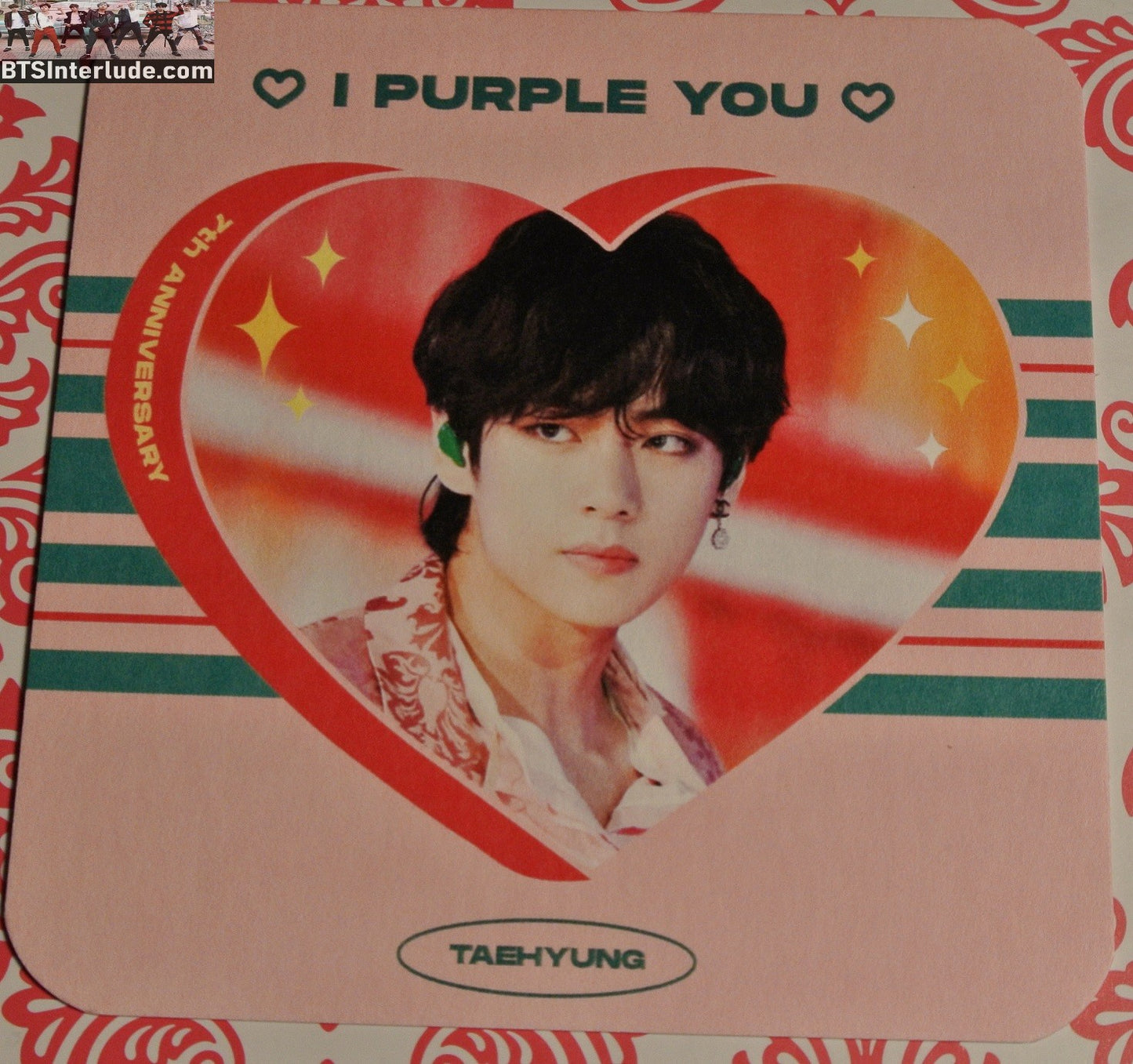 BTS COASTER FANSITE V KIM TAEHYUNG 김태형 2019 GAYO PINK JACKET SHIRT NUNA V FANSITE WE ARE ALWAYS TOGETHER