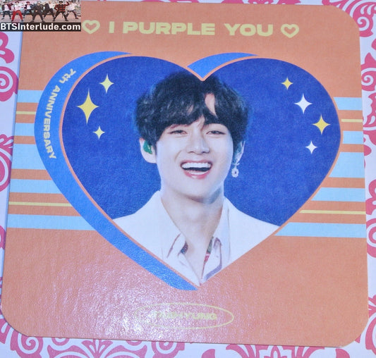 BTS COASTER FANSITE V KIM TAEHYUNG 김태형 PINK JACKET LAUGH NUNA V FANSITE WE ARE ALWAYS TOGETHER