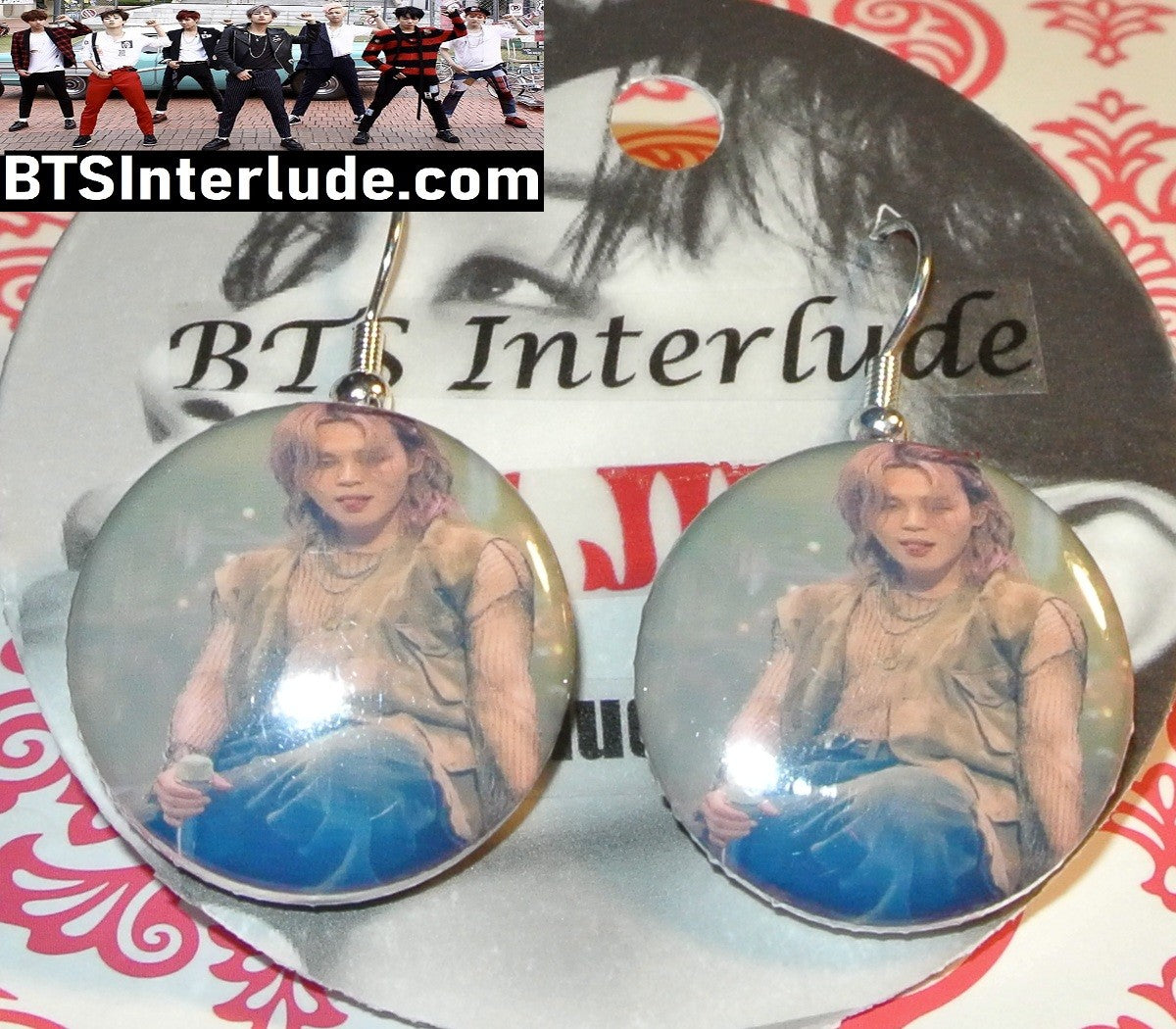 BTS EARRINGS BUTTON PARK JIMIIN 박지민 2 IN 1 ID ARIRANG LA SOFI TONGUE PIERCED OR CLIP DANGLE DROP