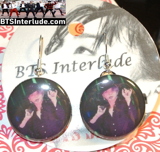 BTS EARRINGS BUTTON PARK JIMIIN 박지민 2 IN 1 FILTER MUSIC VIDEO HAT PIERCED OR CLIP DANGLE DROP