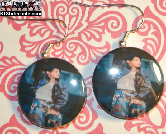 BTS EARRINGS BUTTON JEON JUNGKOOK 전정국 2 IN 1 ARIRANG ARM UP PIERCED OR CLIP DANGLE DROP