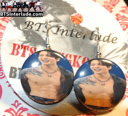 BTS EARRINGS BUTTON JEON JUNGKOOK 전정국 2 IN 1 ARIRANG LA SOFI SHIRTLESS PIERCED OR CLIP DANGLE DROP