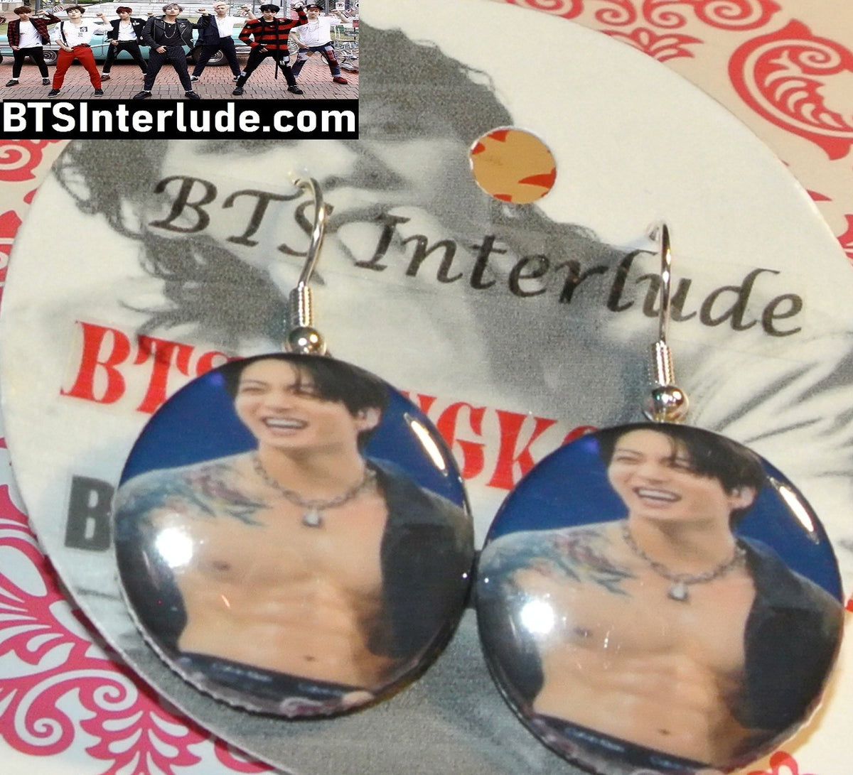 BTS EARRINGS BUTTON JEON JUNGKOOK 전정국 2 IN 1 ARIRANG LA SOFI SHIRTLESS PIERCED OR CLIP DANGLE DROP