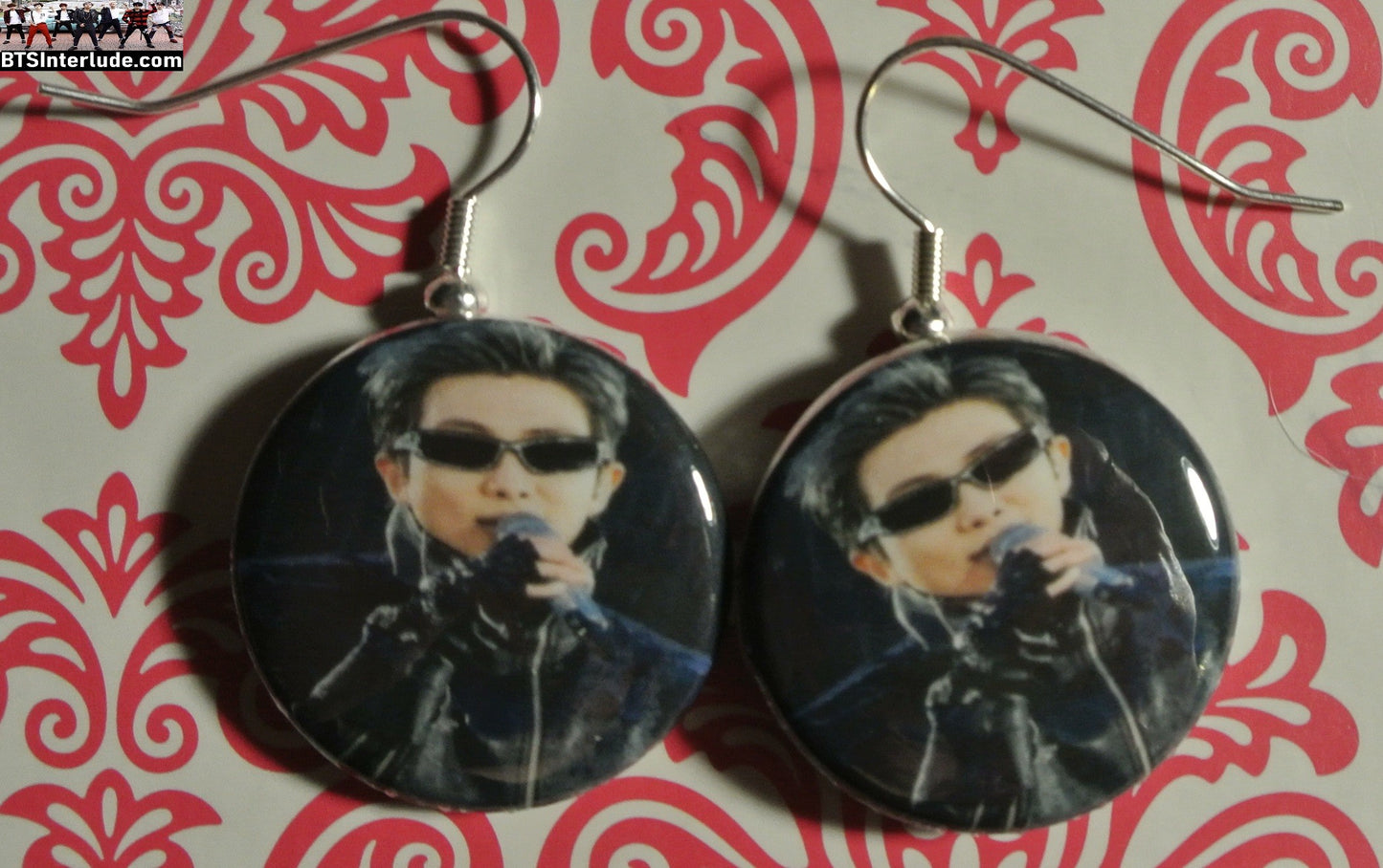 BTS EARRINGS BUTTON RM KIM NAMJOON 김남준 2 IN 1 ARIRANG BLACK SUNGLASSES PIERCED OR CLIPS DANGLE DROP