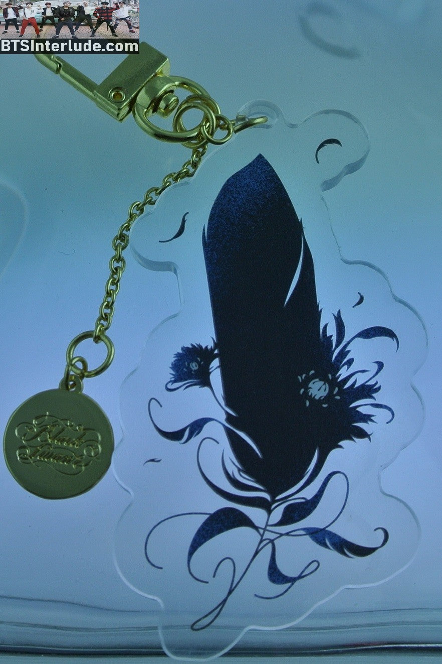 BTS KEYCHAIN ACRYLIC BLACK SWAN FEATHER JUNGKOOK V JIMIN RM J-HOPE SUGA JIN OFFICIAL MERCHANDISE KEYRING KEY CHAIN RING LIMITED EDITION