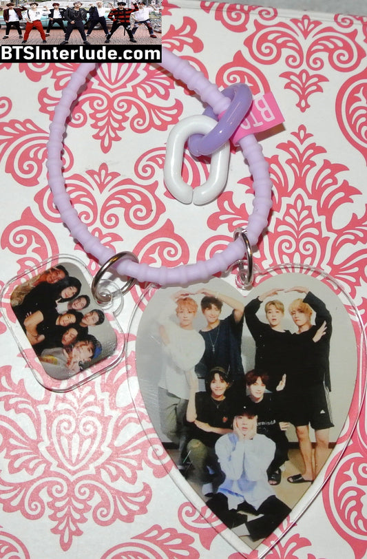BTS KEYCHAIN ACRYLIC GROUP PURPLE STRETCH 2 PICS HEART MIRROR 방탄소년단 JUNGKOOK V JIMIN RM J-HOPE SUGA JIN KEYRING KEY CHAIN RING LIMITED EDITION
